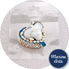 8231B - White Shell Jewellery Box - Blue Lined - Mini Heart